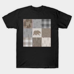 Bear Patchwork - Rustic Neutrals T-Shirt